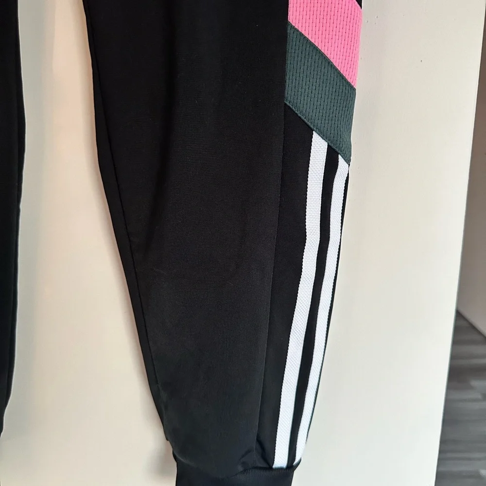 Adidas Kids Black Joggers with Pink and Green Accents - Picture 11 of 16